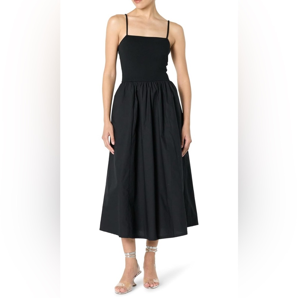The Drop Womens Robyn Mixed Media Spaghetti Strap Midi Dress